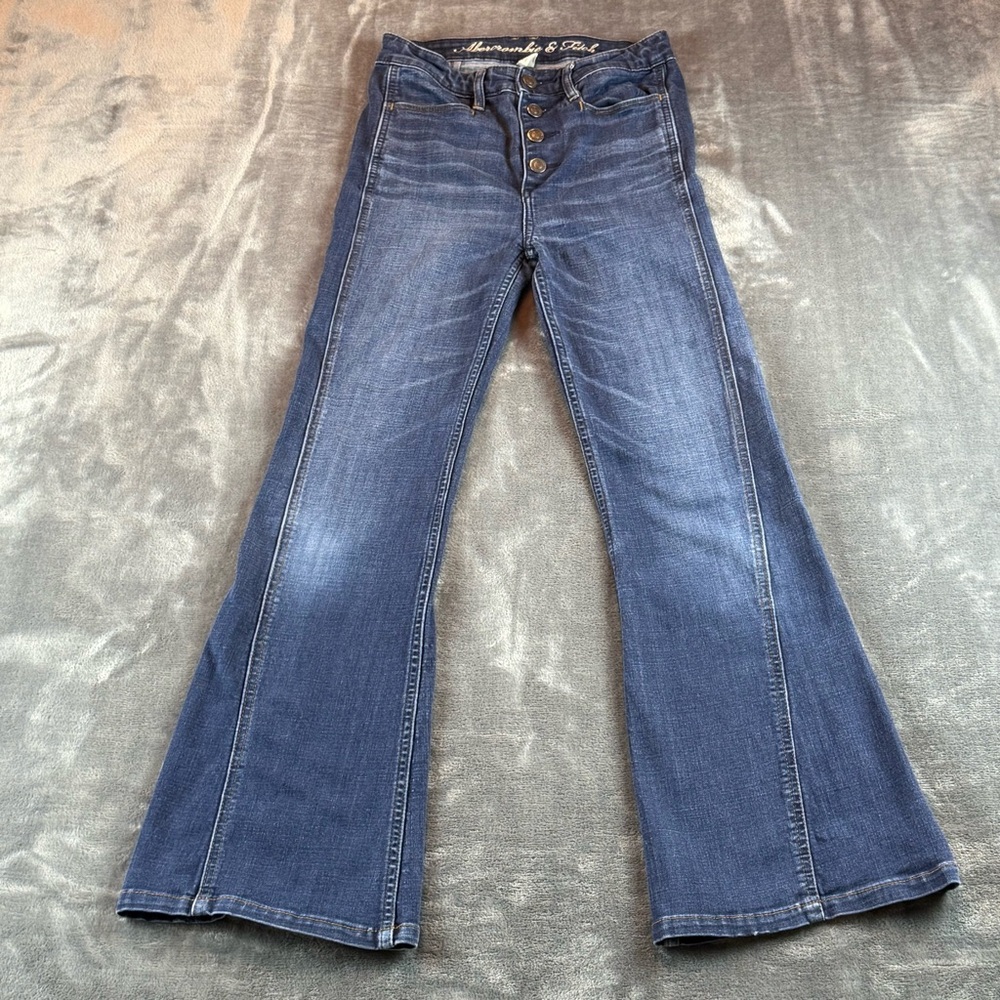 Abercrombie & Fitch Women's Jeans Retro Flare 4 Button Fly Mid Rise Size 0